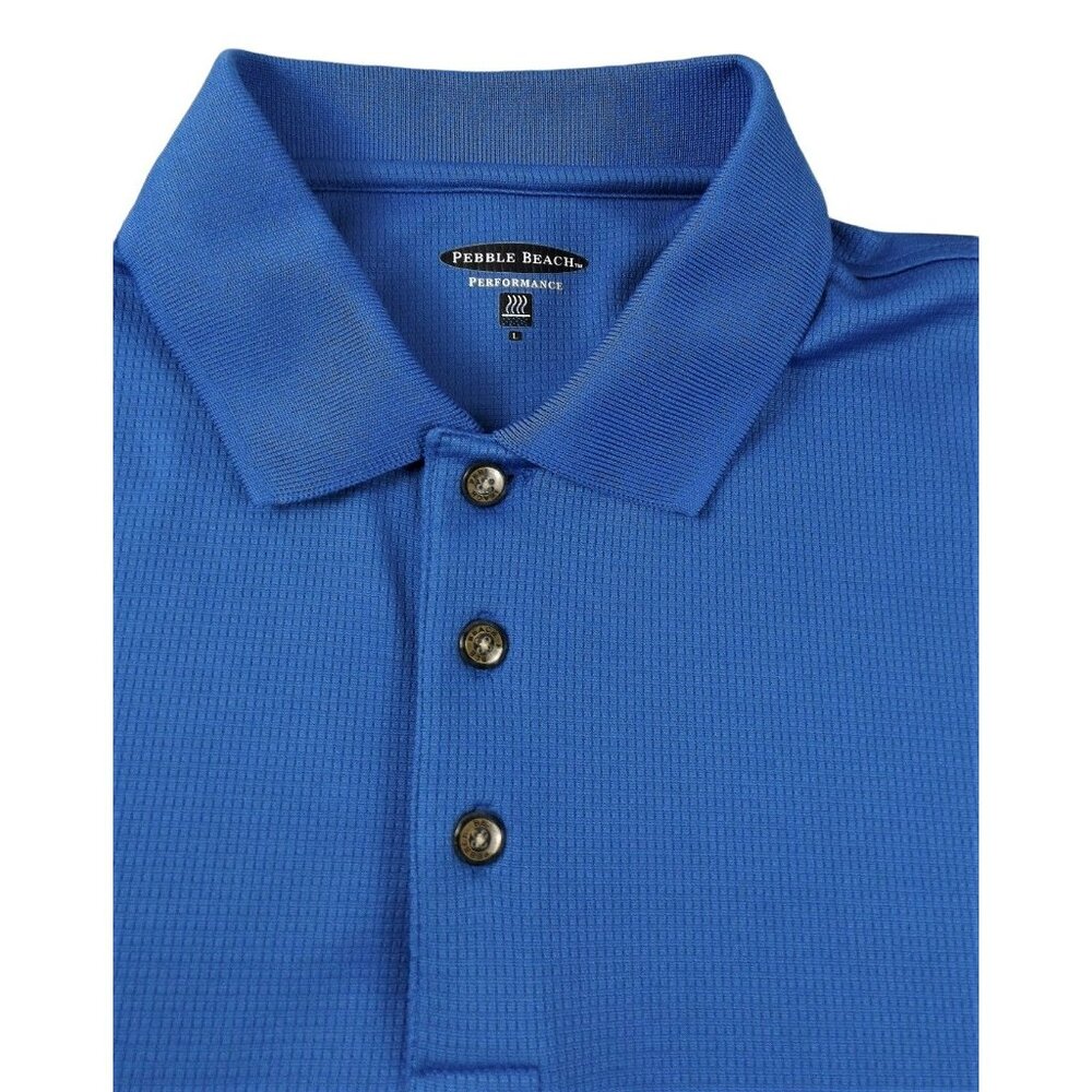 Pebble Beach Polo Mens Bright Blue Performance Shirt size Large  JH1094